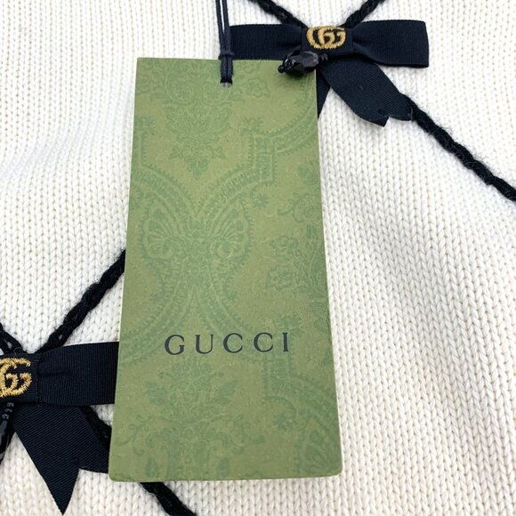 Gucci Ivory Wool Sweater With Black Bow Details & GG Accents - Picture 6 of 7